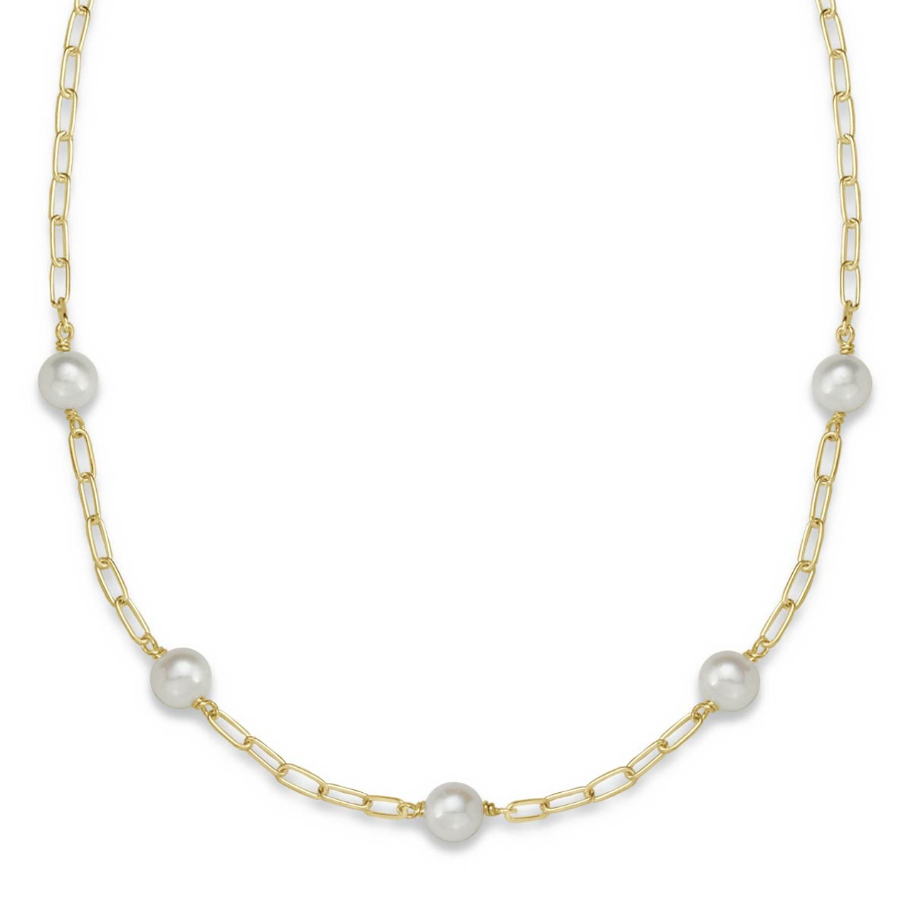 Her Trend Half Pearl Half Paperclip Necklace for Women and Girls